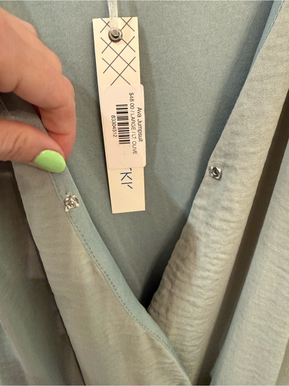 SHE + SKY Ava Jumpsuit NWT Light Olive Green Wide Leg Size L - Picture 4 of 9